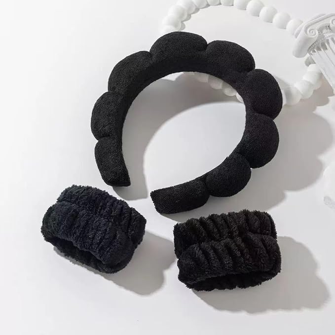 Spa Headband and Wristband Set for Women, Terry Cloth Sponge Headband for - Image 4