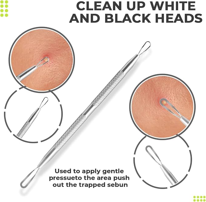2 Pcs Pimple Extractor Tool 410 Grade Stainless Steel | Comedone Extractor - Image 6