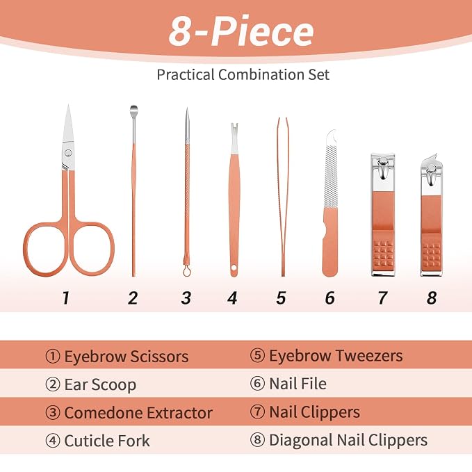 6 Sets Manicure Set 8 in 1 Stainless Steel Nail Clippers Pedicure Kit, - Image 3
