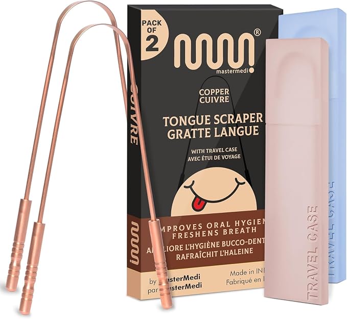 MasterMedi Tongue Scraper with Case Easy to Use Tongue Scraper by MasterMedi