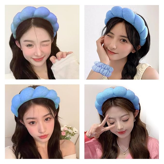 Spa Headbands for Washing Face Wristband Set Sponge Makeup Skincare Headband - Image 4