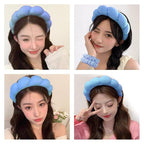 Spa Headbands for Washing Face Wristband Set Sponge Makeup Skincare Headband - Image 4