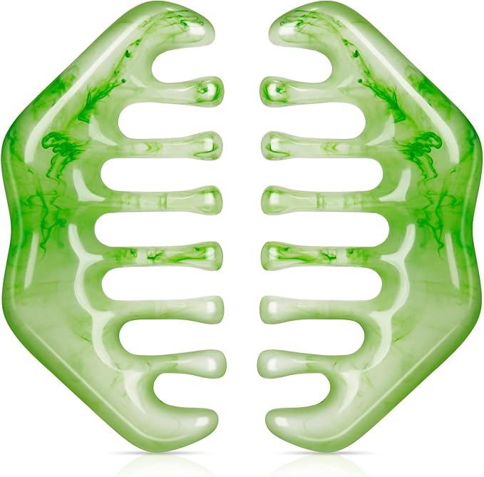 Geiserailie 2 Pcs Jade Combs Esthetician Supplies Massage Stone Hair Gua Sha by Geiserailie
