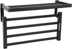 4 Bars Towel Warmer Rack with Top Shelf, Electric Wall Mounted Heated Towel by Dawot