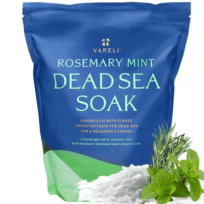 Yareli Magnesium Flakes, 5lb Rosemary Peppermint, Dead Sea Bath and Foot Soak by YareliBathandBeauty
