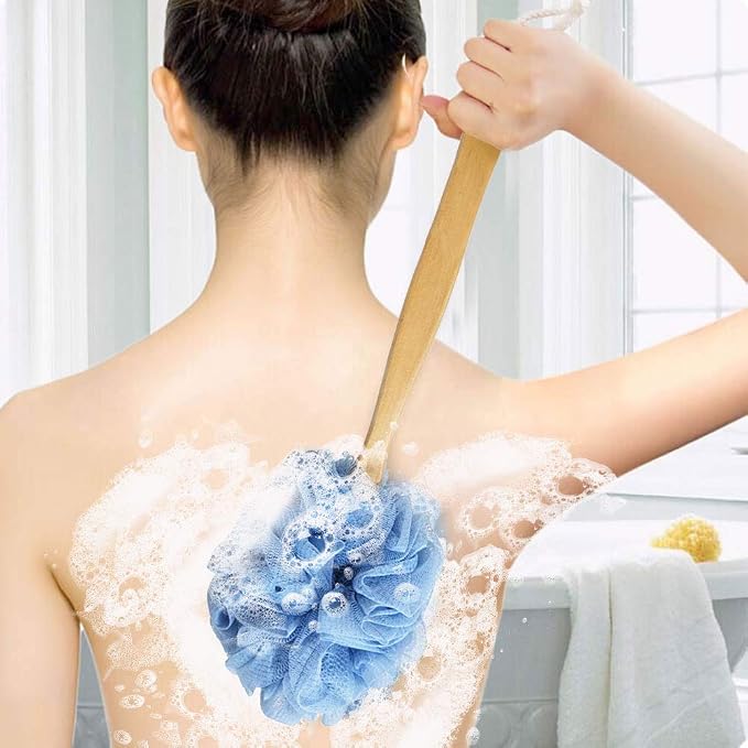 Back Scrubber for Shower & Body, Long Handle Bath Brush - Image 2