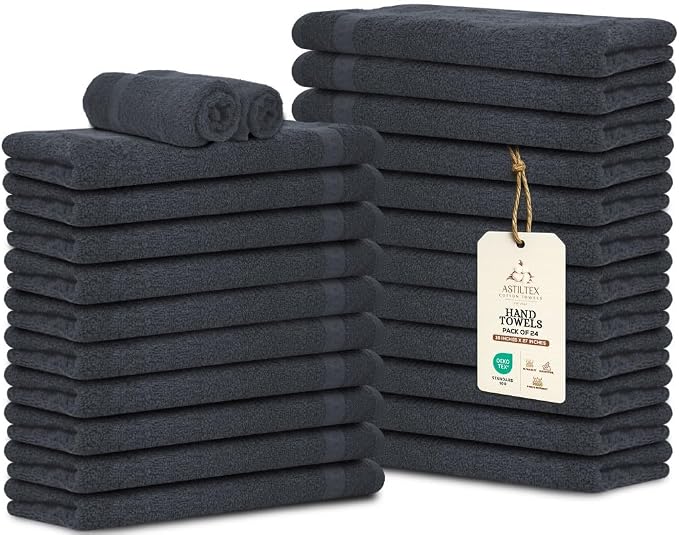 Premium 100% Cotton Hand Towels – Pack of 24, 16x27 Inch – Quick-Dry, Highly by ASTILTEXCottonTowels