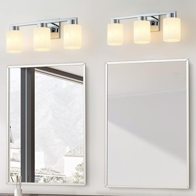 3-Light Bathroom Light Fixtures, Modern Vanity Lights, Chrome Metal Wall Lamp - Image 8