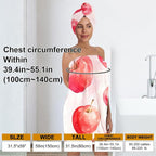 Women’s Watercolor Apple Bath Wrap and Hair Towel Set, Soft Absorbent - Image 3