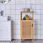 Bathroom Bamboo Storage Cabinet, Freestanding Floor Cabinet - Image 2