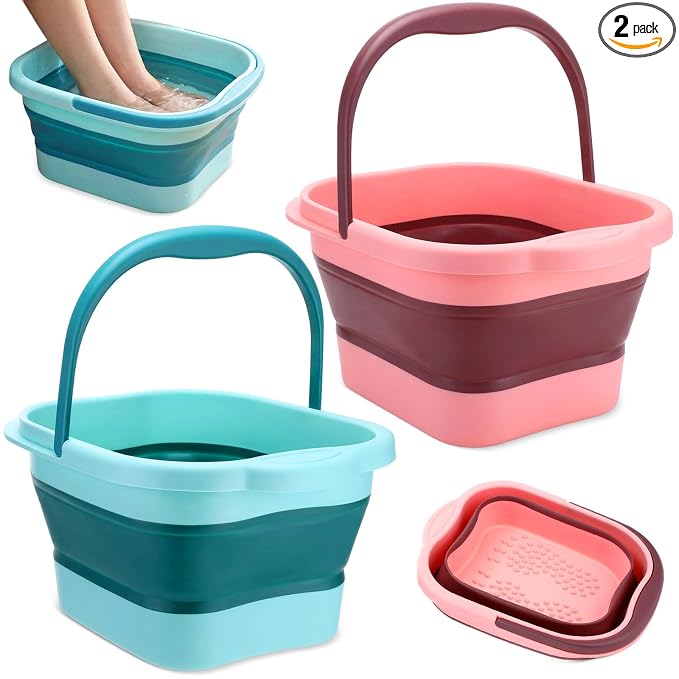 2 Pack Collapsible Foot Bath Plastic Foot Soaking Tub Portable Feet Bucket by Unknown