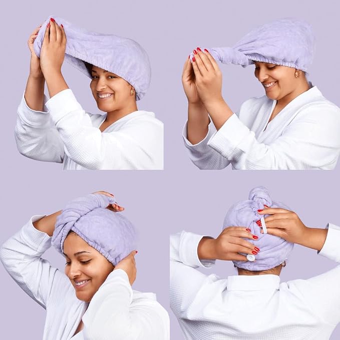 Noughty 97% Natural Purple Microfibre Hair Towel, Hair Towel Wrap Quickly - Image 5