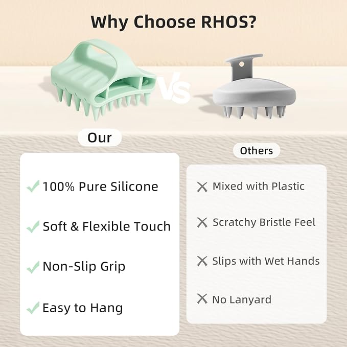 RHOS Shampoo Brush, Soft Silicone Scalp Scrubber, Scalp Massager - Image 3