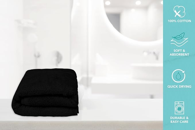Large Bath Towels Pack of 6 – 24" x 50", 100% Cotton Terry – Soft, Quick-Dry & - Image 7