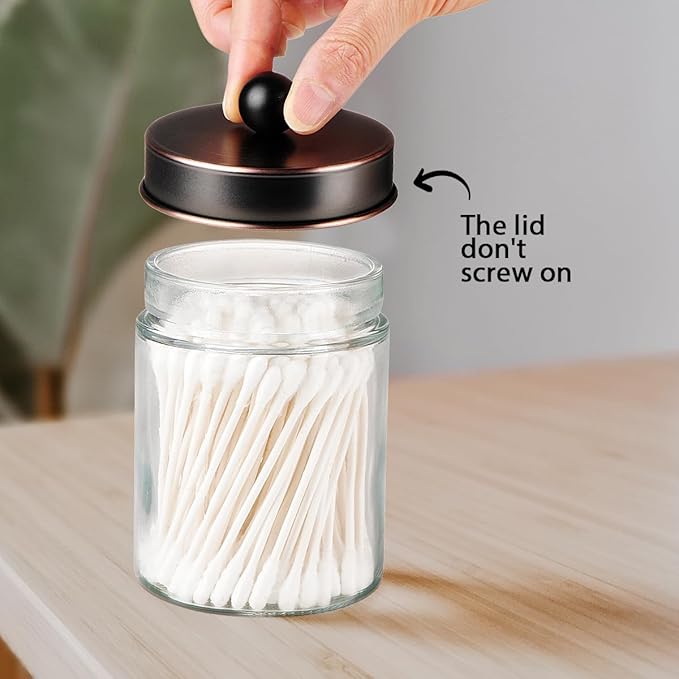 Amolliar 6 Pack Apothecary Jars Bathroom Vanity Organizer- Rustic Farmhouse - Image 5