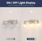 OCIOC Nickel Bathroom Vanity Light 3-Light Bathroom Light Fixtures Over Mirror - Image 4