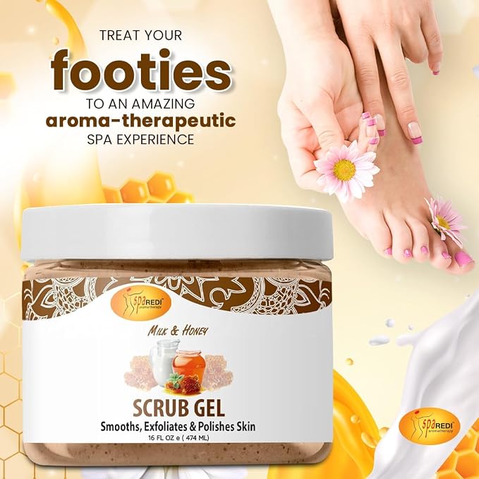SPA REDI – Exfoliating Scrub Pumice Gel, Milk and Honey, 16 Oz - Image 4