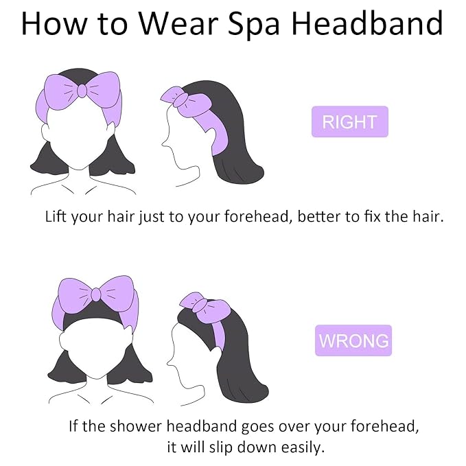 Ondder Spa Headband for Washing Face 8 Pack Purple Skincare Headbands for Women - Image 6