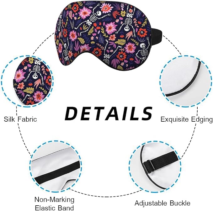 Dancing Skeletons Eye Mask Sleeping Mask Garden Flower Leaves Dead Halloween - Image 3