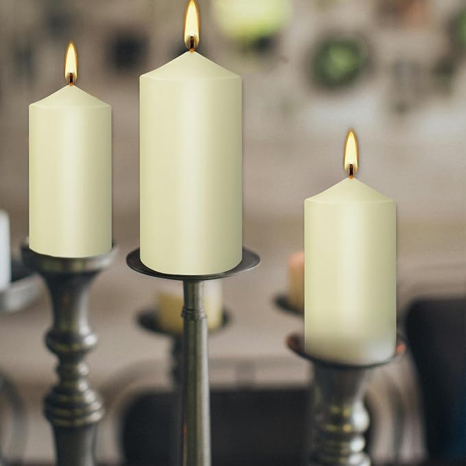 Set of 20 Ivory Pillar Candles, Dripless and Smokeless Dinner Candle, 2x4” - Image 8