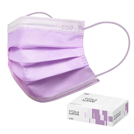 CSD Colo 30 Pcs Purple Disposable Face Masks, 3 Ply Adult Mask by CSD
