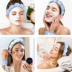 Spa Headbands for Washing Face Wristband Set Sponge Makeup Skincare Headband - Image 3