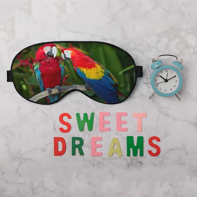 Macaws Parrot Silk Sleep Mask Tree Branch Bright Bird Tropical Eye Mask - Image 6