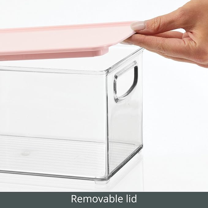 mDesign Deep Plastic Bathroom Storage Bin Box, Lid/Built-in Handles, - Image 5