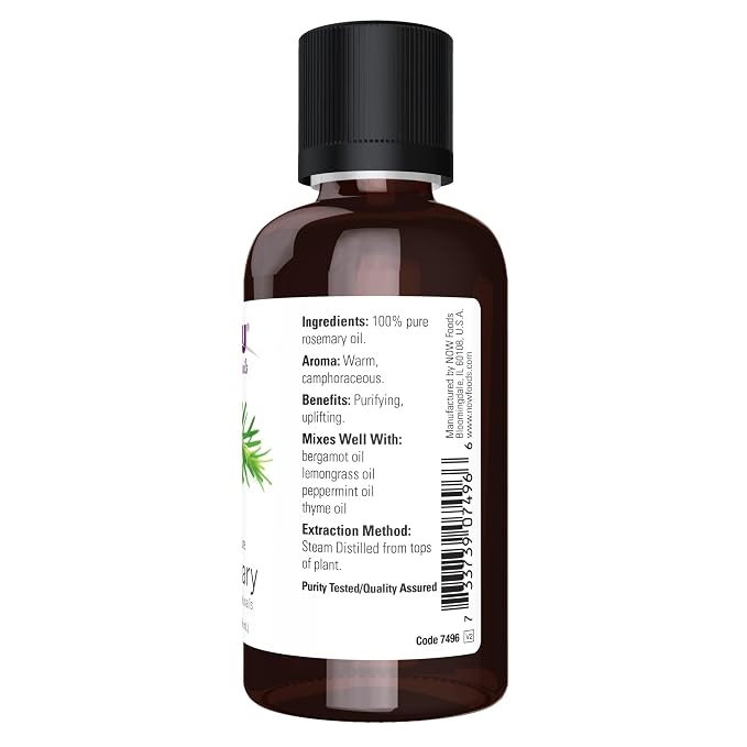 NOW Essential Oils, Rosemary Oil, Purifying Aromatherapy Scent, Steam Distilled - Image 3