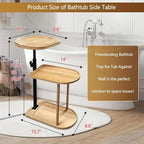 3 Layer Bathtub Tray Table, Bamboo Swivel Bathtub Side Table Height Adjustable - Image 6