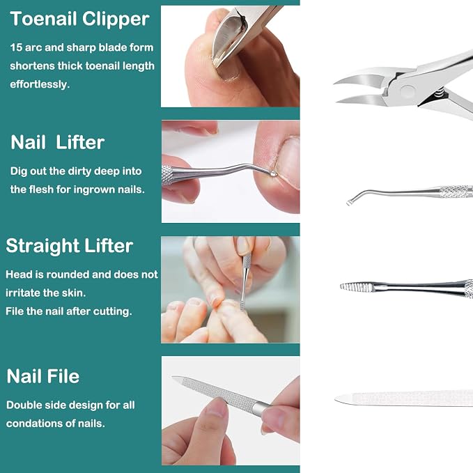 Pedicure Tools for Feet, Ingrown Toenail Treatment, Ingrown Toenail Removal Kit - Image 3