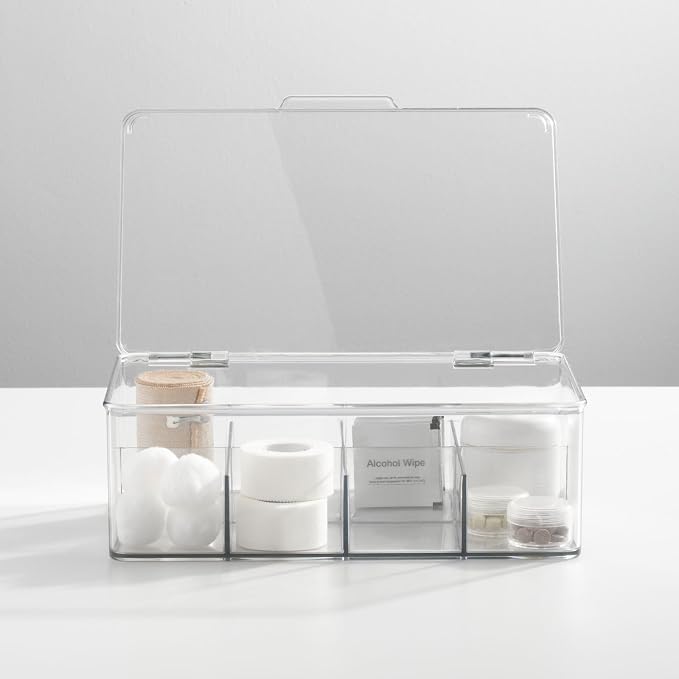 mDesign Plastic Divided First Aid Storage Box Kit - Image 3