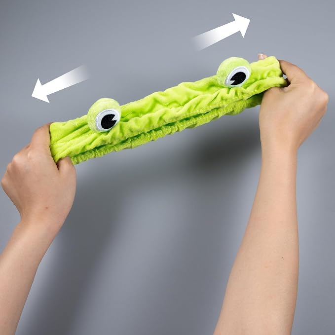 Frog Eye Face Wash Headband Women Snail Spa Hair Band Soft Coral Fleece - Image 3