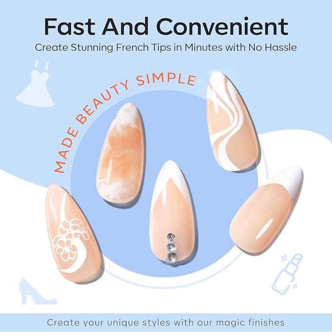 modelones French Tip Tool- 6 Pcs Nail Stamp French Manicure Kit Suitable - Image 6