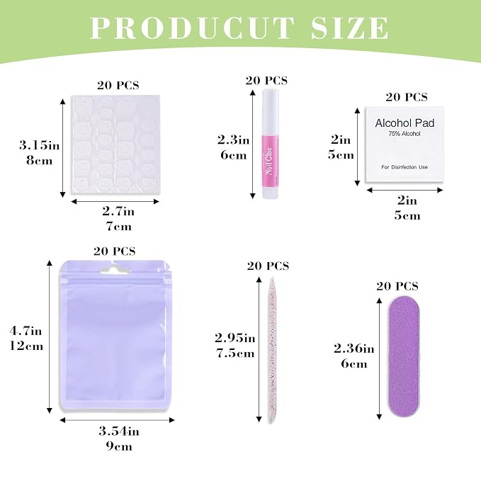 Press On Nail Tool Kit with Everything, Bebbtiy Nail Prep Tool Disposable - Image 4