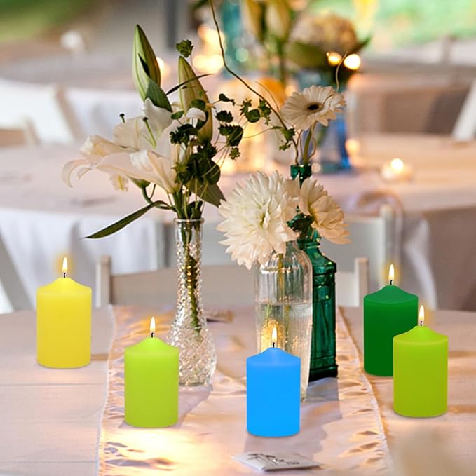 Home Scented Color Pillar Candles Set of12-2x3 inch - Image 2