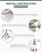 3-Light Vanity Light Fixture, Modern Brushed Nickel Wall Sconce Light Fixture - Image 4