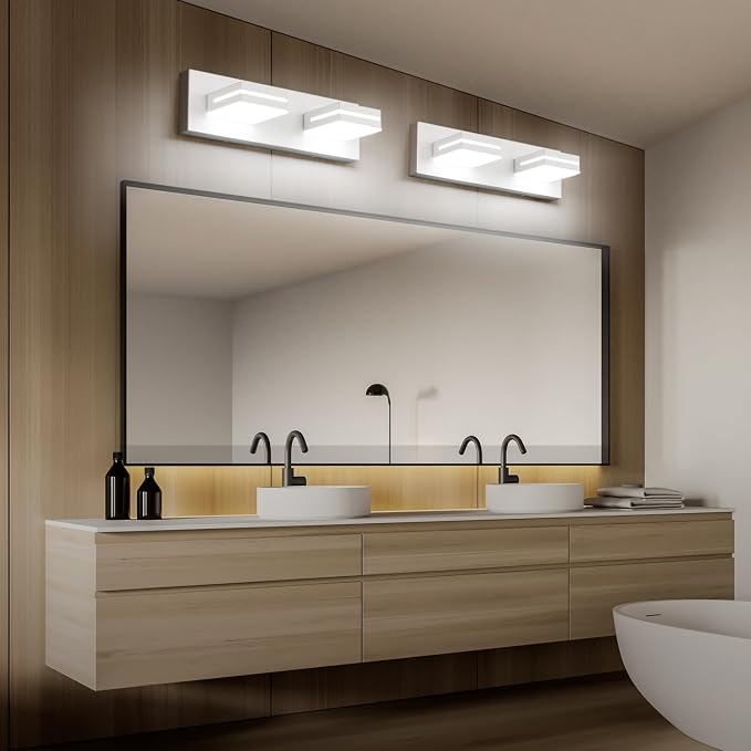 SineRise LED Modern Bathroom Vanity Light Fixtures, Matte White Modern Acrylic - Image 4