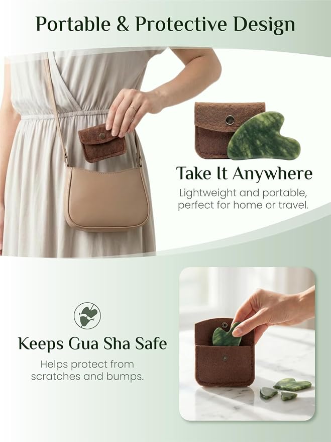Rena Chris Gua Sha Facial Tools, Natural Jade Stone Guasha Tool - Image 4