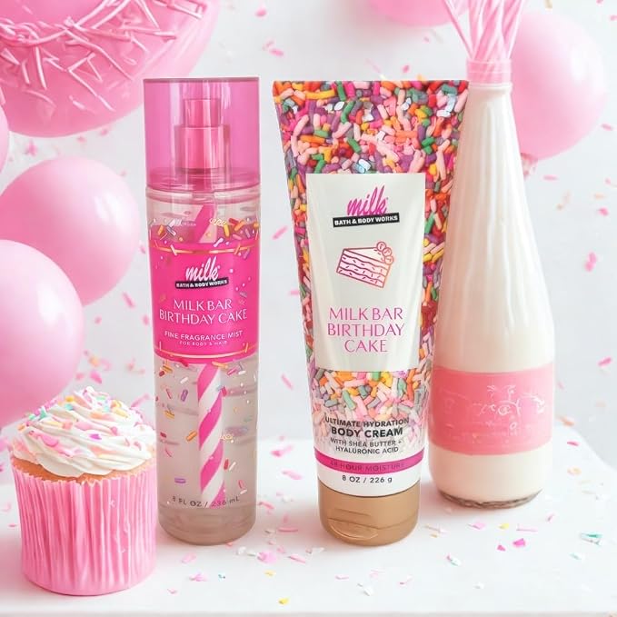 Bath & Body Works MILK BAR BIRTHDAY CAKE Fine Fragrance Mist & Body Cream 2pc - Image 3