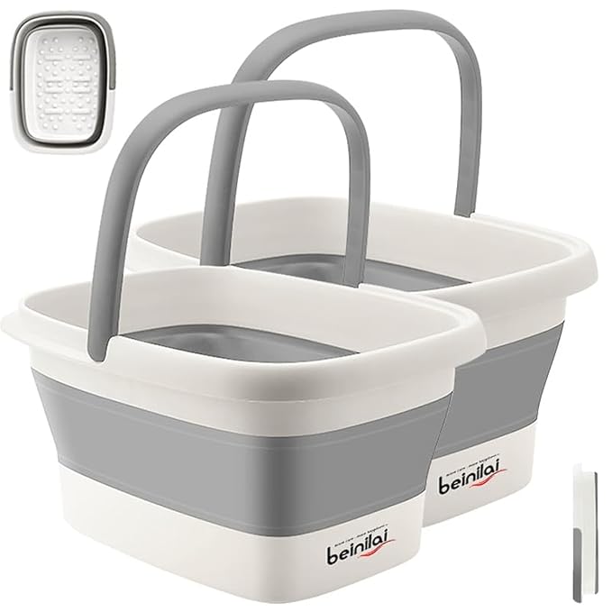 Collapsible Foot Bath Basin for Soaking Feet, Foot Soak Tub, Plastic Foot Bucket by Beinilai