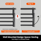 4 Bars Towel Warmer Rack with Top Shelf, Electric Wall Mounted Heated Towel - Image 4
