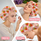 Strawberries Reusable Shower Cap Cute Fruit Double Layer Waterproof Shower Caps - Image 6