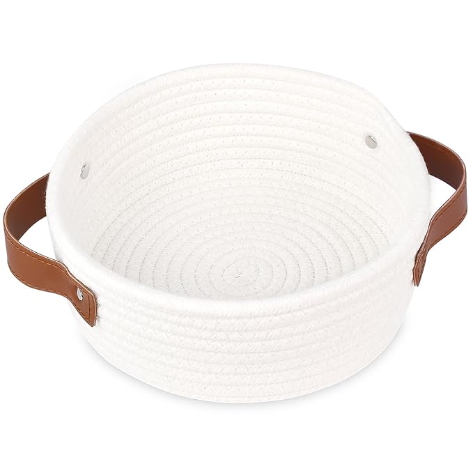 ABenkle Small Storage Basket, Mini Cotton Rope Storage Bin, Cute Tiny Shelf by ABenkle