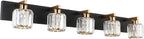 Aipsun Crystal Bathroom Vanity Light Black Vanity Lighting fixtures 5 Lights by Aipsun