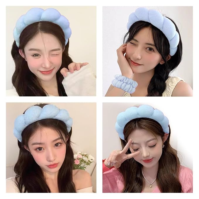 Spa Headbands for Washing Face Wristband Set Sponge Makeup Skincare Headband - Image 4