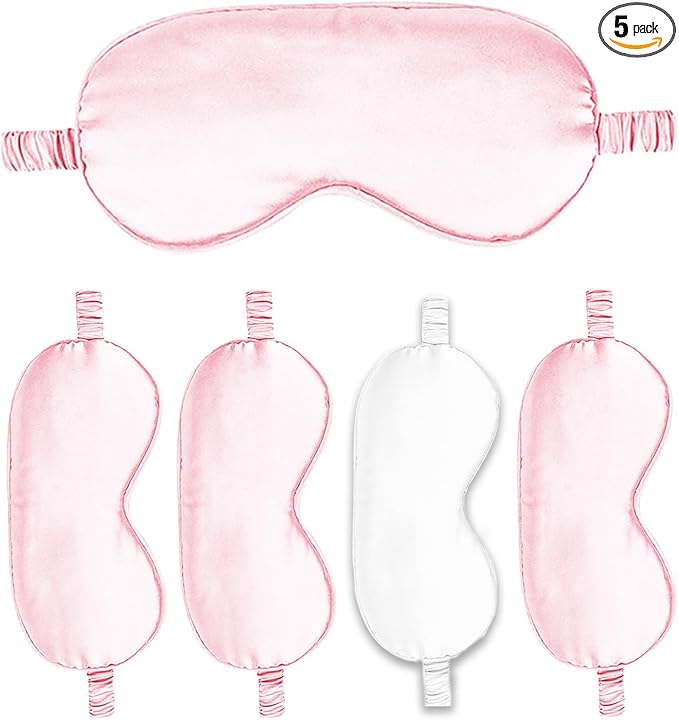 Sleep Masks 5PACK Silk Eyes Cover Satin Eye Mask Silky Blackout Soft Blindfold by WJingYiJia