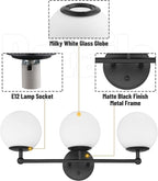 AKEZON 3-Light Black Bathroom Vanity Light Fixture, Modern Minimalist Vanity - Image 7