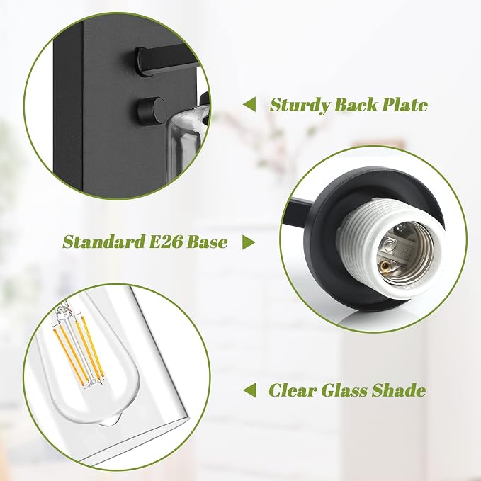 Set of 2 Wall Sconces for Bathroom, Modern Vanity Light Fixtures, Matte Black - Image 7
