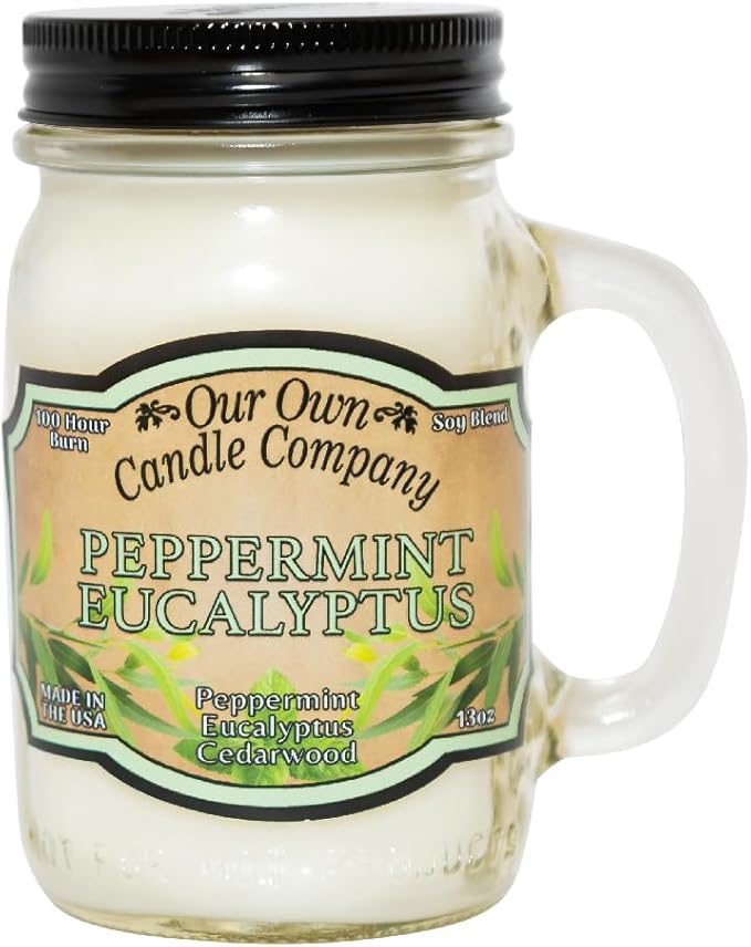 Our Own Candle Company, Peppermint Eucalyptus Scented Mason Jar Candle by OurOwnCandleCompanycandles